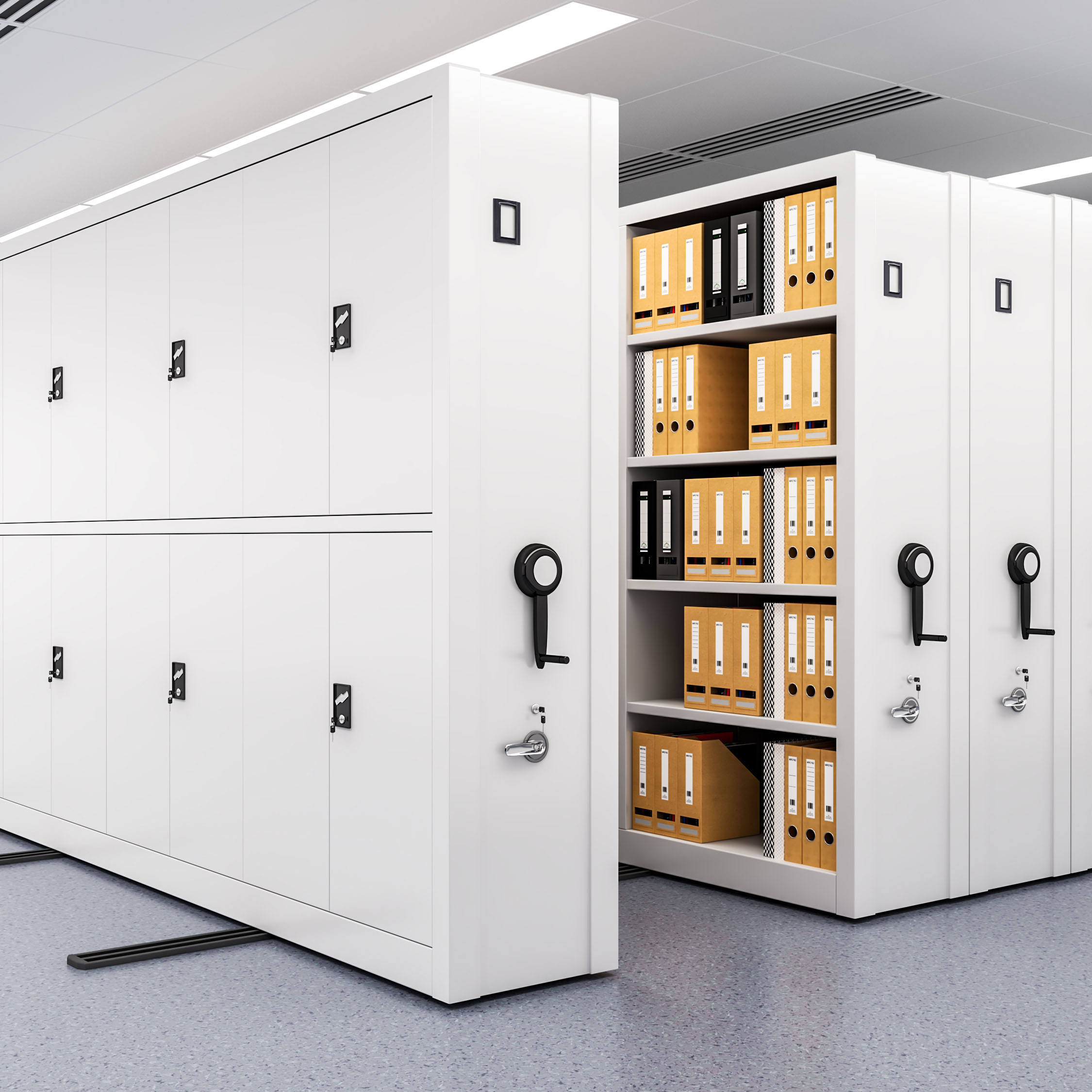 Manual Mobile Shelving System for High Density Archive Storage