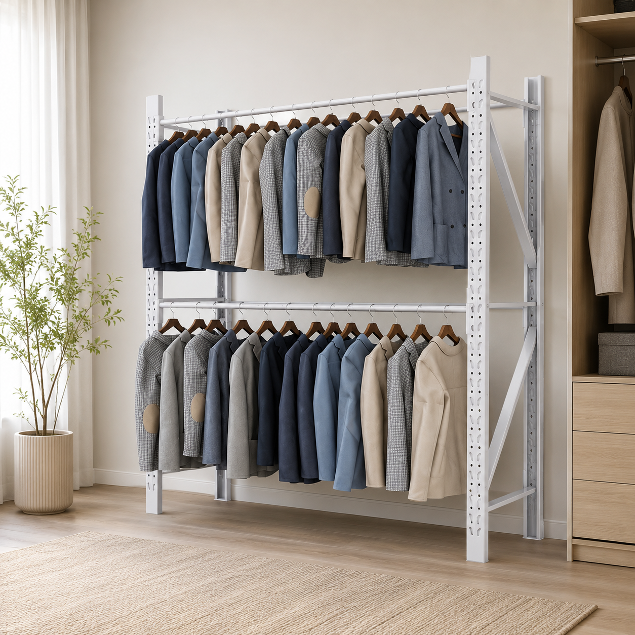 Heavy Duty Metal Garment Rack for Retail, Warehouse and Commercial Clothing Storage