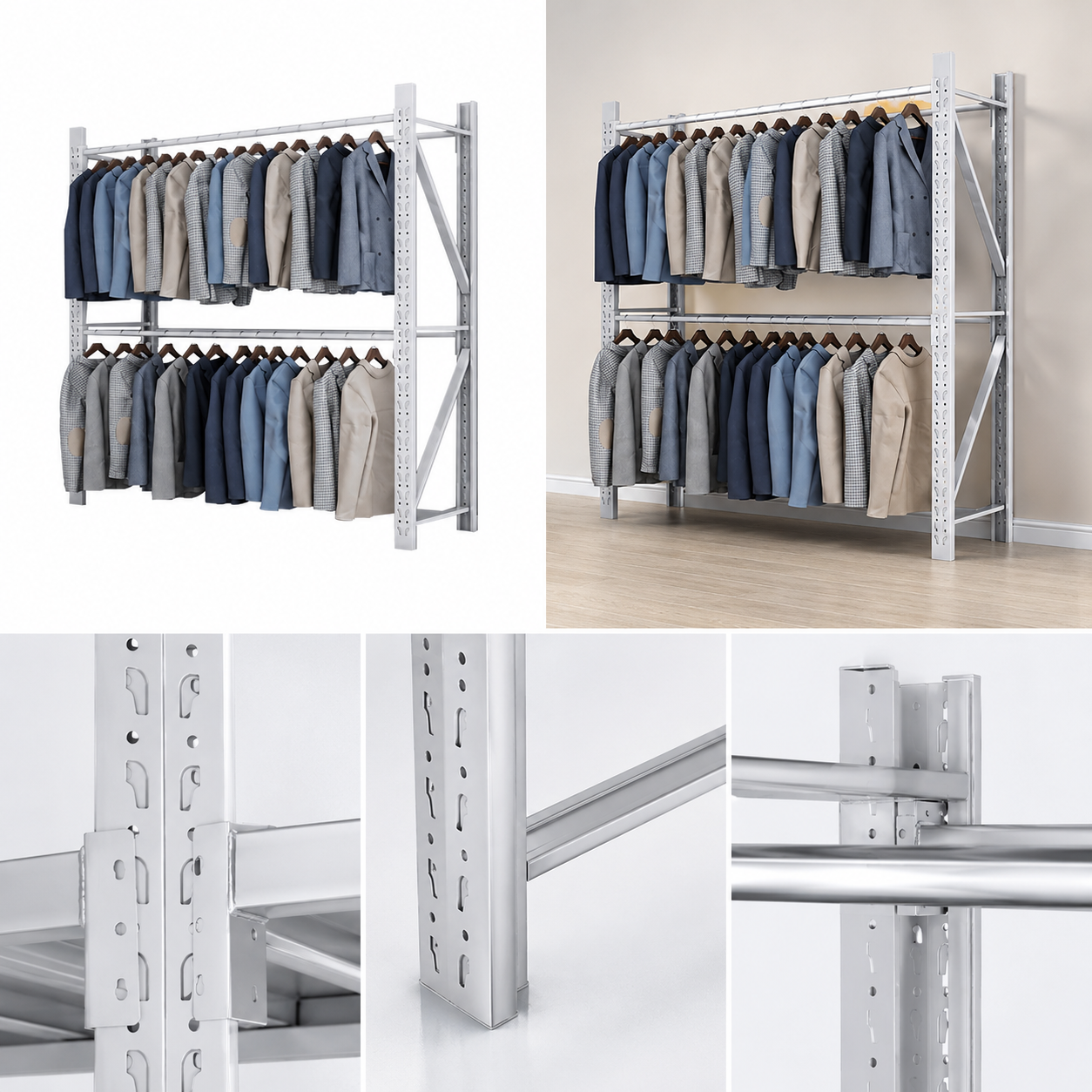 Heavy Duty Metal Garment Rack for Retail, Warehouse and Commercial Clothing Storage